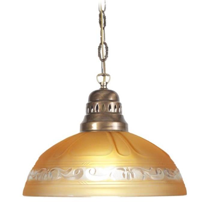 CLASSIQUE Suspension acier et verre 35x35x90 cm Ambre