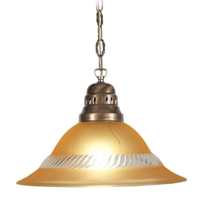 CLASSIQUE Suspension acier et verre 40x40x90 cm Ambre