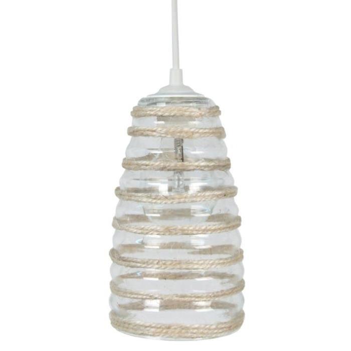 CORDES-SYMPHONIE Suspension verre 14x14x90 cm Naturel