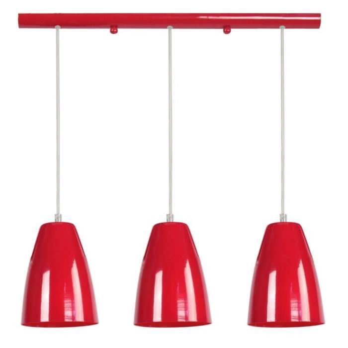 LARSEN Lustre billard acier 30x30x100 cm Rouge