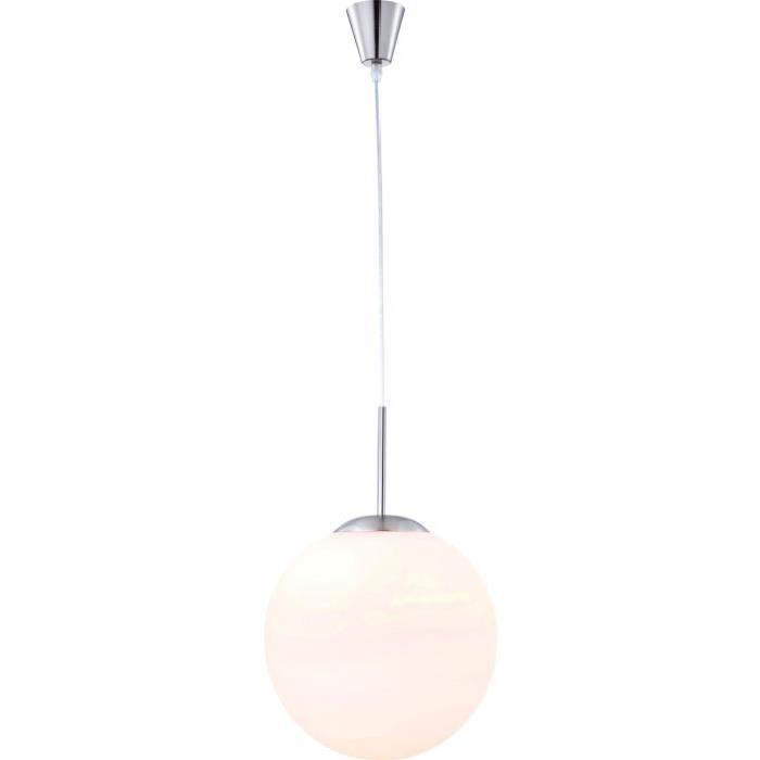 GLOBO LIGHTING Suspension nickel mat en verre opal satiné