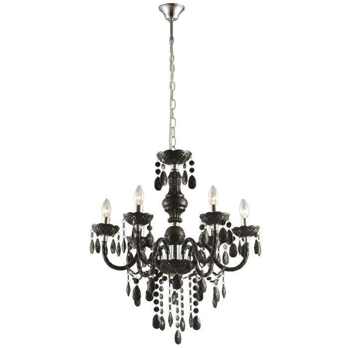 GLOBO LIGHTING Lustre - Cristaux acryliques - ř 67 cm - Hauteur 166 cm - Chrome noir