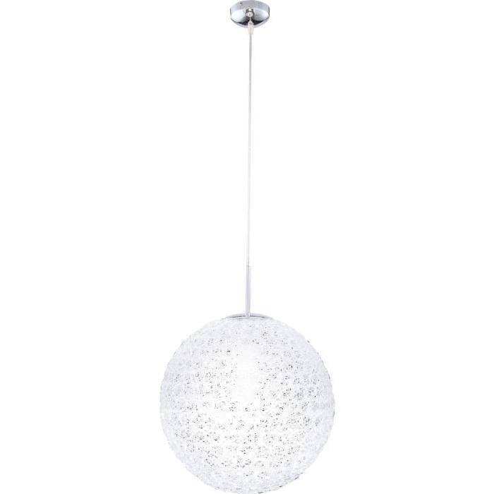 GLOBO LIGHTING Suspension chrome en acrylique tressé translucide