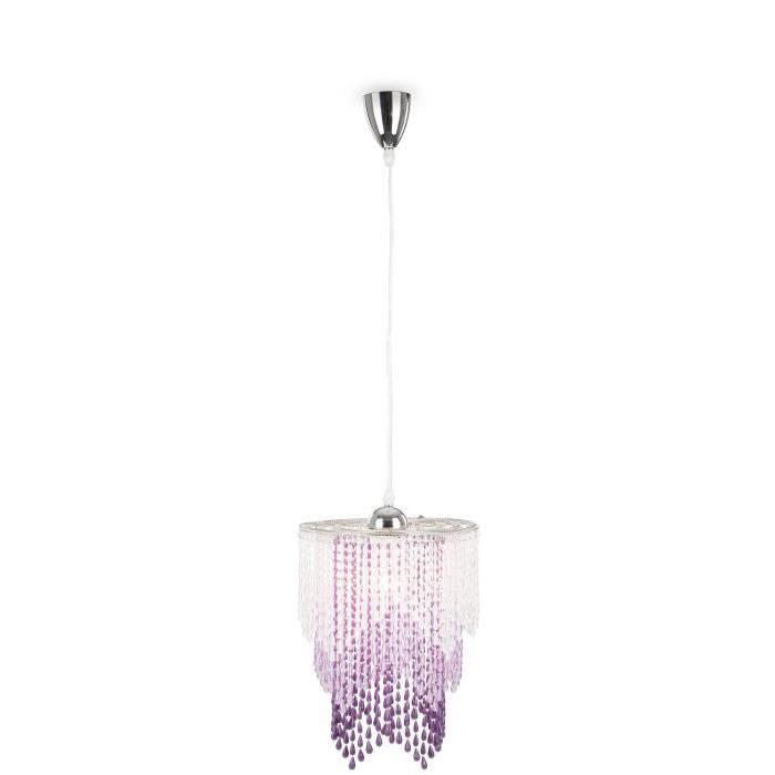 GLOBO LIGHTING Lustre chrome en acrylique translucide lilas - H 165 x Ř 26 cm