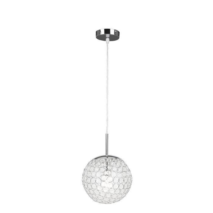 GLOBO LIGHTING Suspension chrome en acrylique translucide