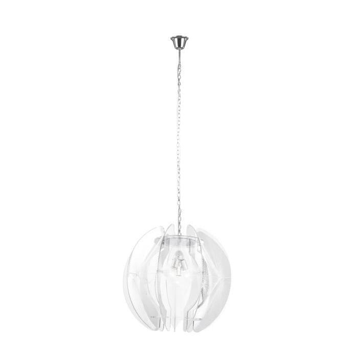 GLOBO LIGHTING Suspension chrome en soie translucide