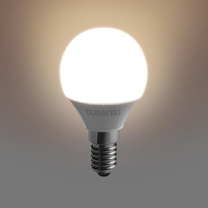 DURACELL Ampoule LED E14 sphérique 3,4 W équivalent 25 W blanc chaud