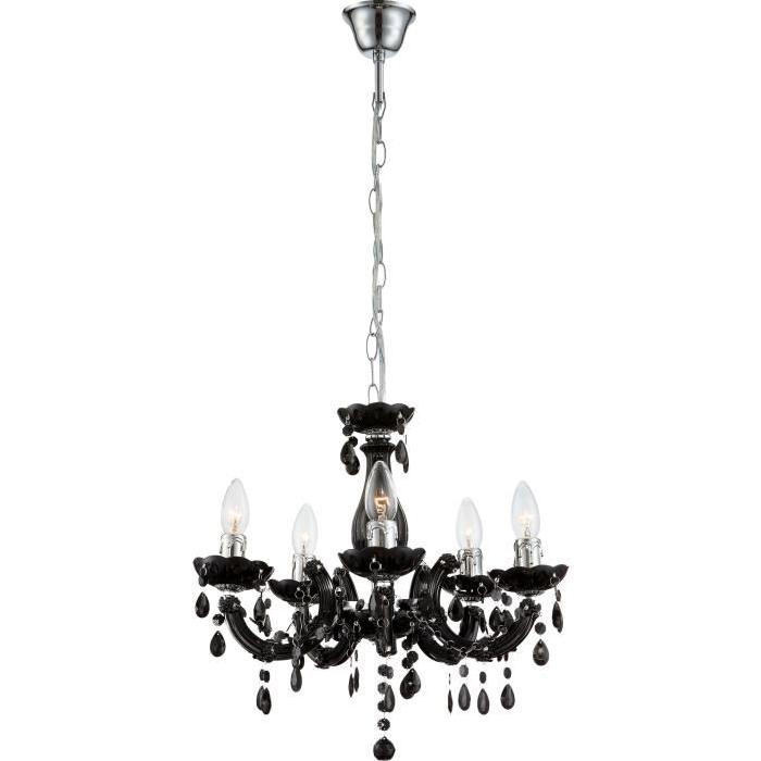 GLOBO LIGHTING Lustre - Cristaux acryliques - ř 44 cm - Hauteur 128 cm - Chrome noir