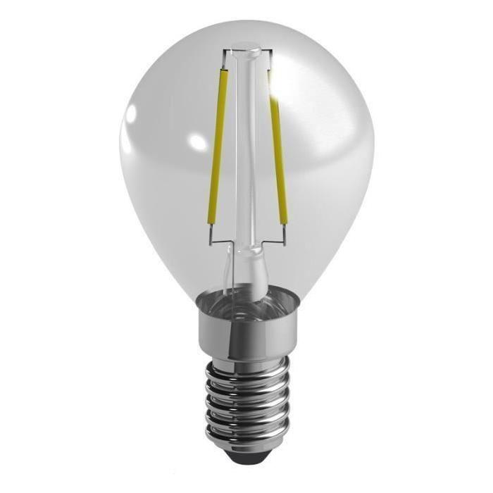 DURACELL Ampoule LED a filaments E14 sphérique 2,4 W équivalent 25 W blanc chaud