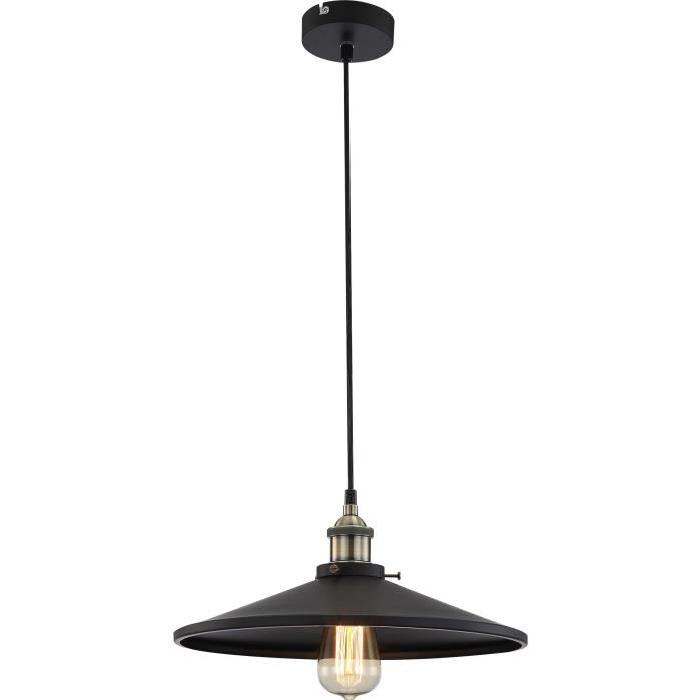 GLOBO LIGHTING Suspension aluminium - Diametre 36 cm - Hauteur 12 cm - Noir et doré