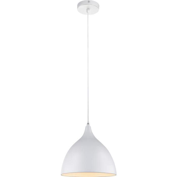 GLOBO LIGHTING Suspension métal - Diametre 25 cm - Hauteur 12 cm - Blanc mat