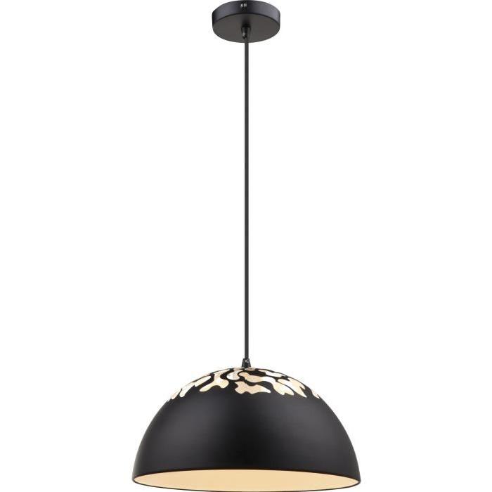 GLOBO LIGHTING Suspension métal - Diametre 35 cm - Hauteur 12 cm - Noir et blanc