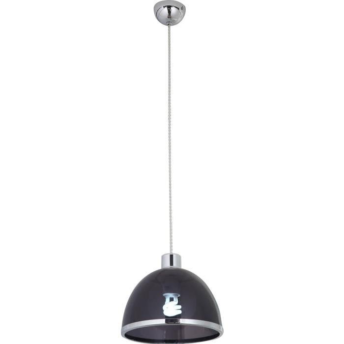 GLOBO LIGHTING Suspension luminaire chrome - Acrylique noir - Diametre 23 cm - Hauteur 120 cm - 40W - 230V