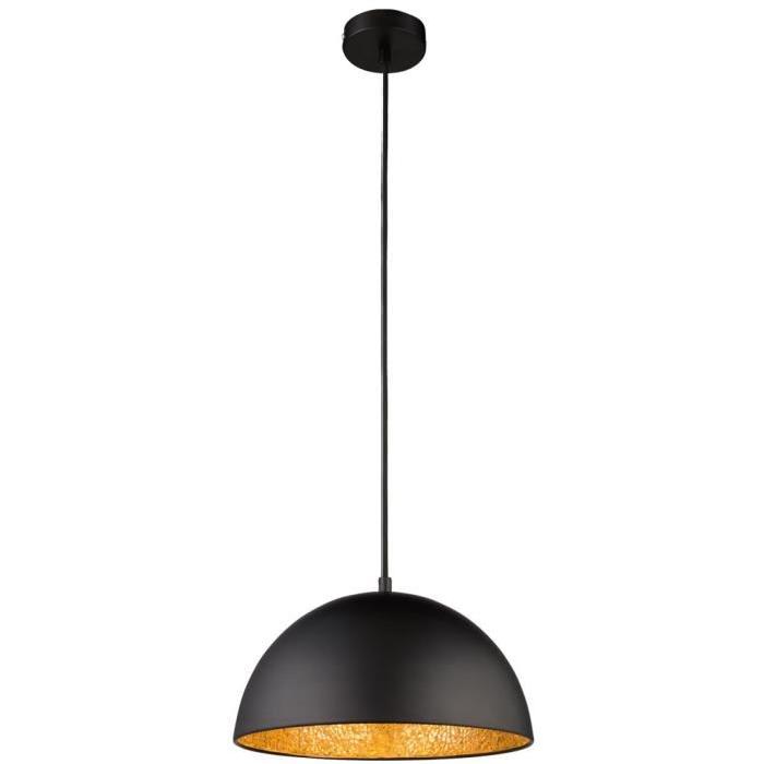 GLOBO LIGHTING Suspension luminaire - Miroir noir - Mosaique dor - Diametre 30 cm - Hauteur 12 cm  - 60W - 230V - Noir