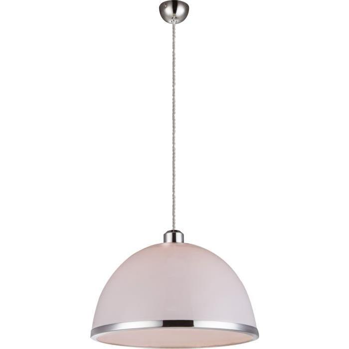 GLOBO LIGHTING Suspension luminaire chrome - Acrylique opal - Diametre 34 cm - Hauteur 126 cm - 60W - 230V