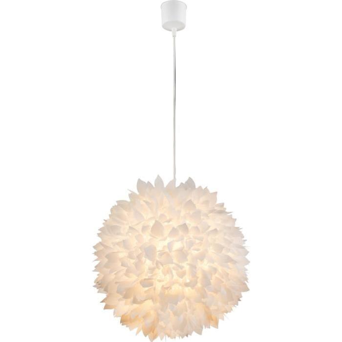 GLOBO LIGHTING Suspension plastique - Diametre 40 cm - Hauteur 130 cm - Blanc