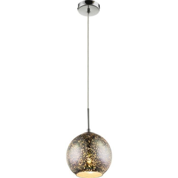 GLOBO LIGHTING Suspension chrome en verre