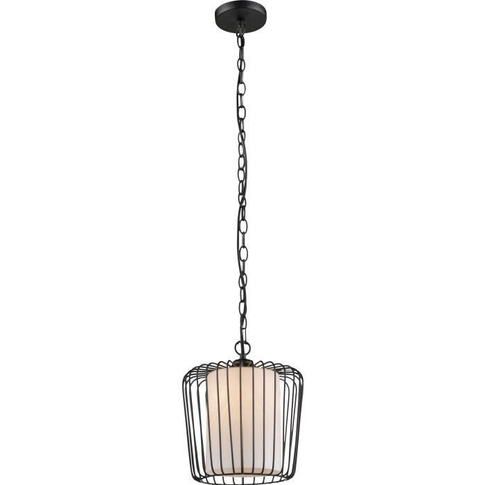 GLOBO LIGHTING Suspension métal noir en verre opal