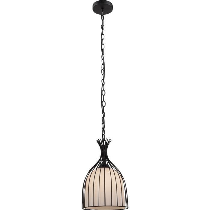 GLOBO LIGHTING Suspension métal noir en verre opal