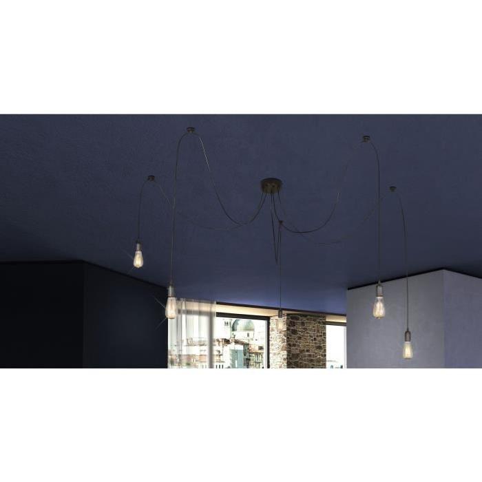 GLOBO LIGHTING Suspension - Tissu et plastique - ř 15 cm - Métal noir