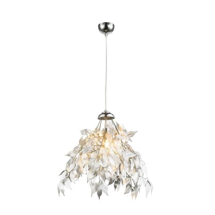 GLOBO LIGHTING Suspension chrome et tissu  - Diametre 50 cm - Hauteur 12 cm - Gris