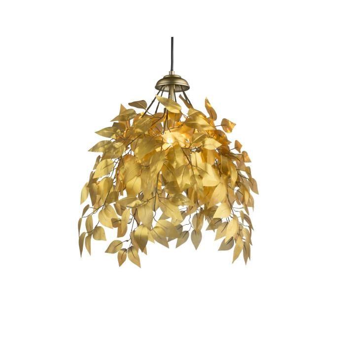 GLOBO LIGHTING Suspension tissu - Diametre 50 cm - Hauteur 12 cm - Doré