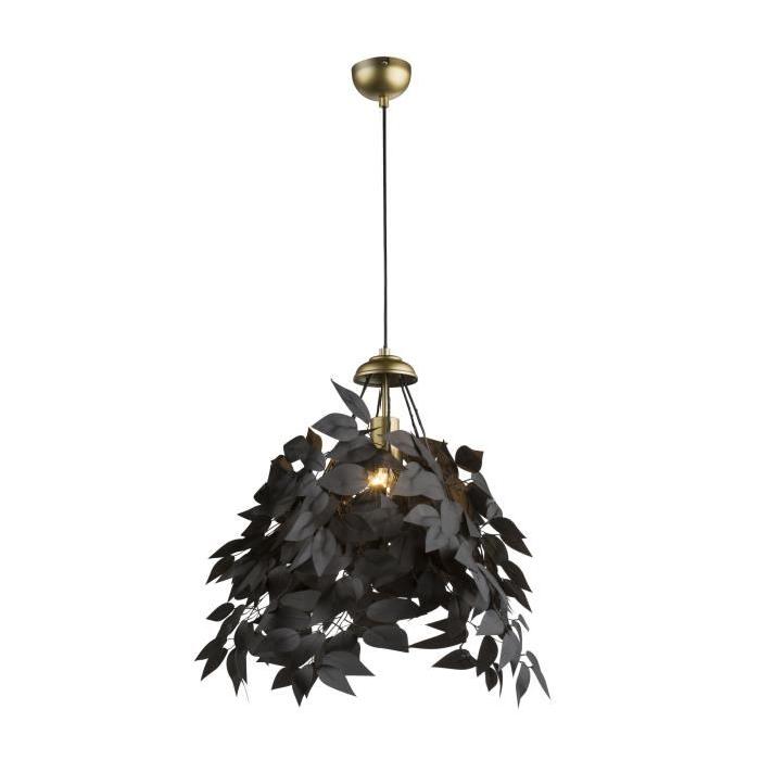 GLOBO LIGHTING Suspension tissu - Diametre 50 cm - Hauteur 12 cm - Doré et noir