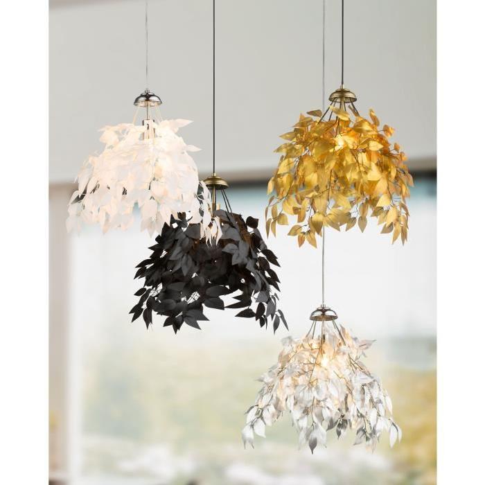 GLOBO LIGHTING Suspension tissu - Diametre 50 cm - Hauteur 12 cm - Doré et noir