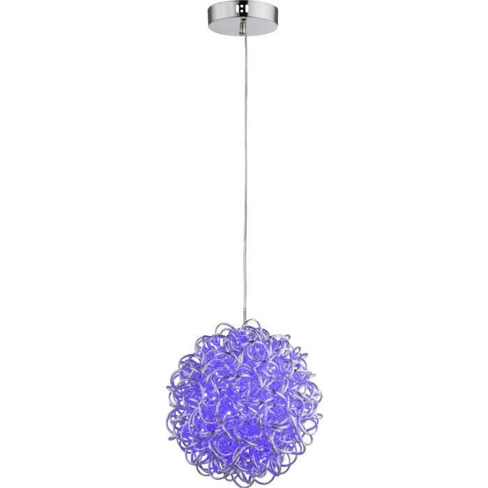 GLOBO LIGHTING Suspension aluminium tressé gris métallisé - Inclus 120 LED RGB 0,06 W