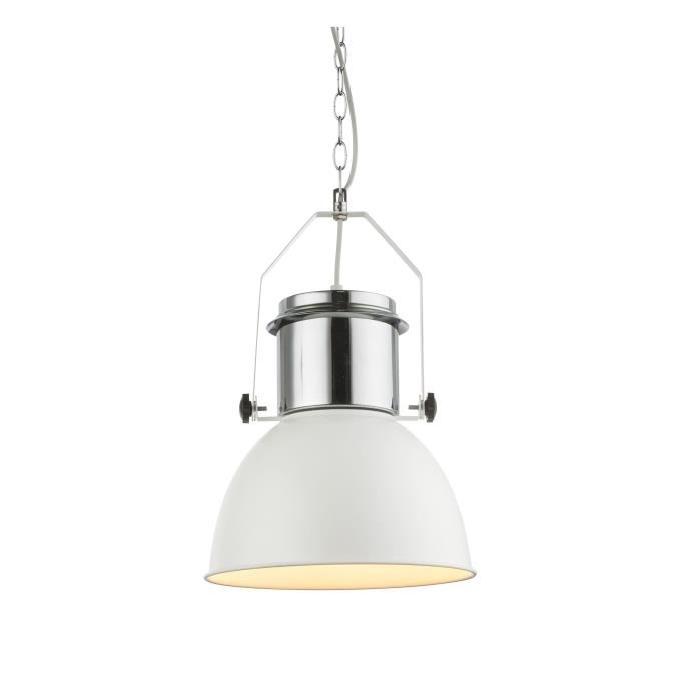 GLOBO LIGHTING Suspension chrome en métal blanc