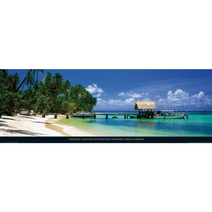 Affiche papier -  Beach and jetty, Tobago   - Mackie  -  33x95 cm