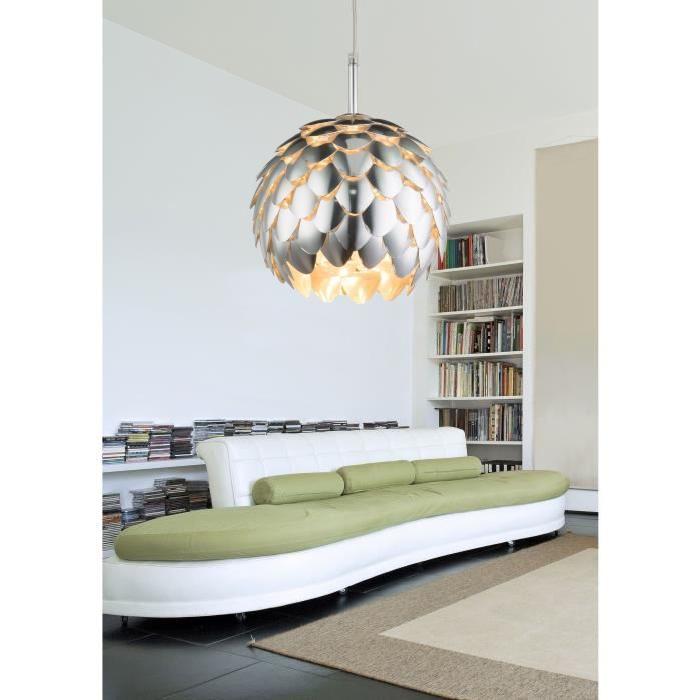 GLOBO LIGHTING Suspension chromé - Diametre 30 cm - Hauteur 12 cm - Aluminium chromé