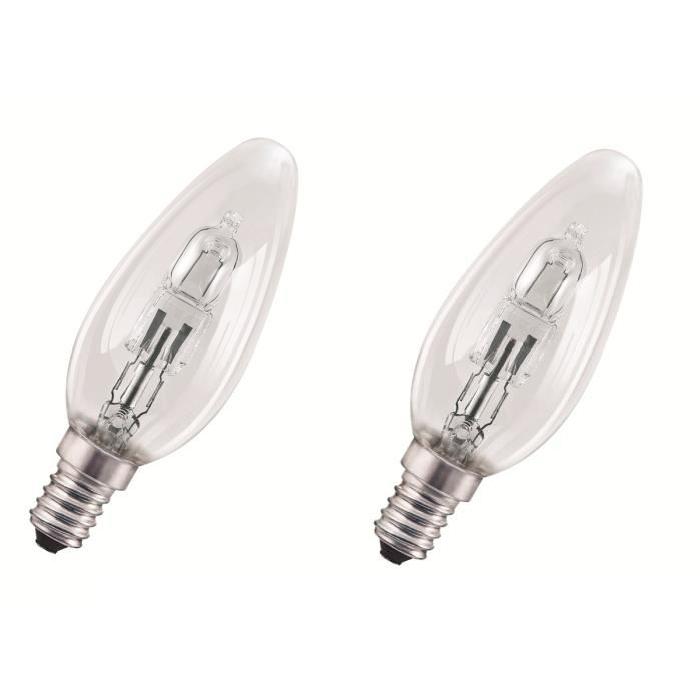 OSRAM Lot de 2 ampoules Eco-Halogenes E14 30 W équivalent a 40 W forme flamme