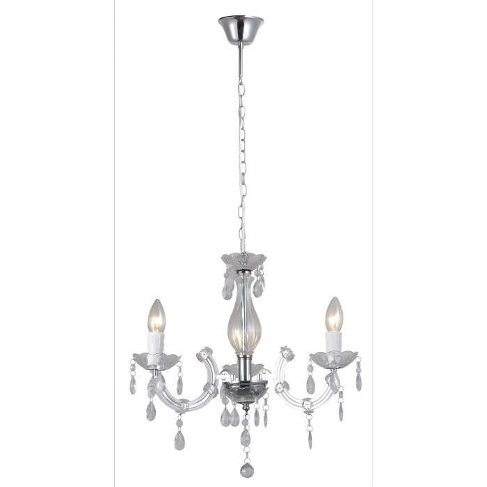 RUBENS lustre 3 lumieres Ř48cm transparent - Hauteur 45cm - Longueur plafond 110cm