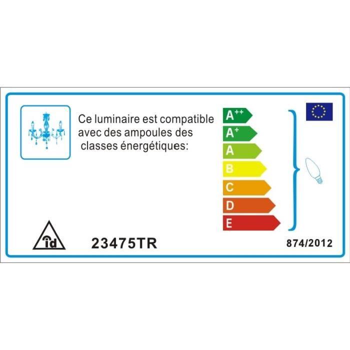 RUBENS lustre 3 lumieres Ř48cm transparent - Hauteur 45cm - Longueur plafond 110cm