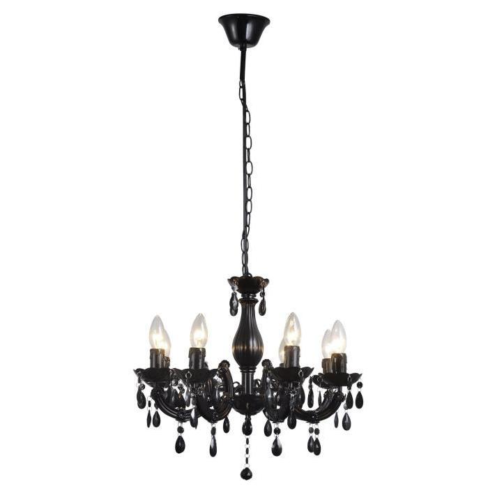 BACH Lustre 8 lumieres noir  Ř50cm Hauteur 45cm .Hauteur au plafond 110 cm