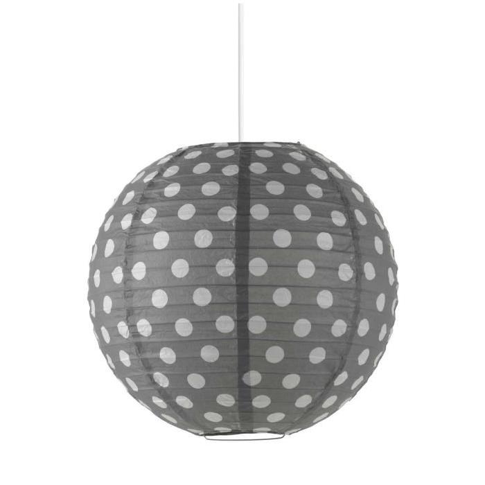 Lustre - suspensions boule papier  Paola diametre 35 cm gris et blanc