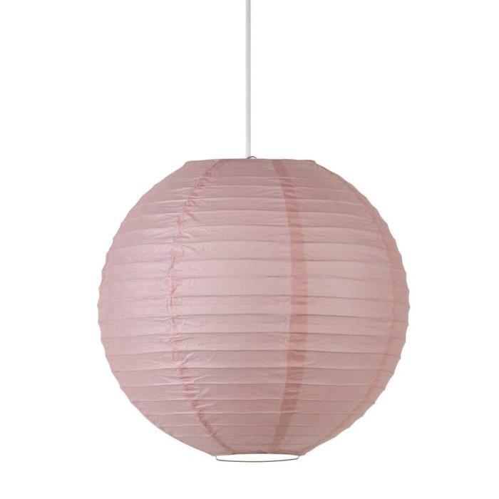 Lustre - suspension boule Japonaise diametre 35 cm rose poudré