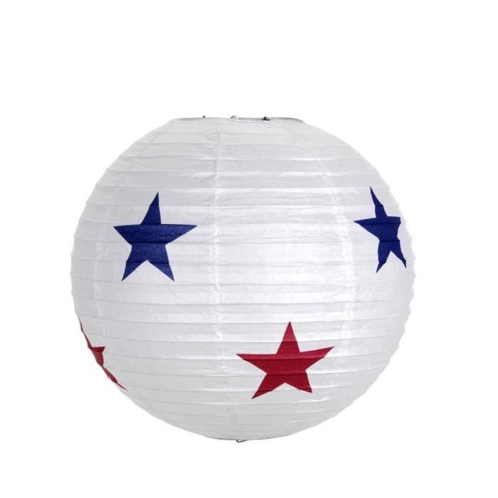 Lustre - suspension boule papier enfant Star diametre 35 cm rouge et bleu