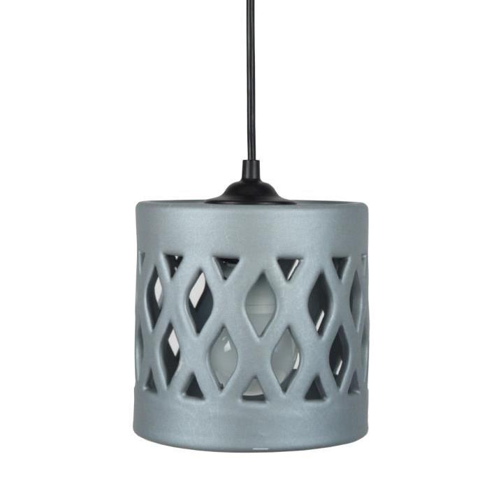 COVO   Lustre - suspension céramique, diametre 14,5 cm,cylindre trous hexagone, aluminium