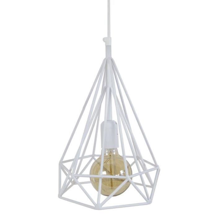 TRYLIS    Lustre - suspension fil métal, diametre 23 cm, blanc