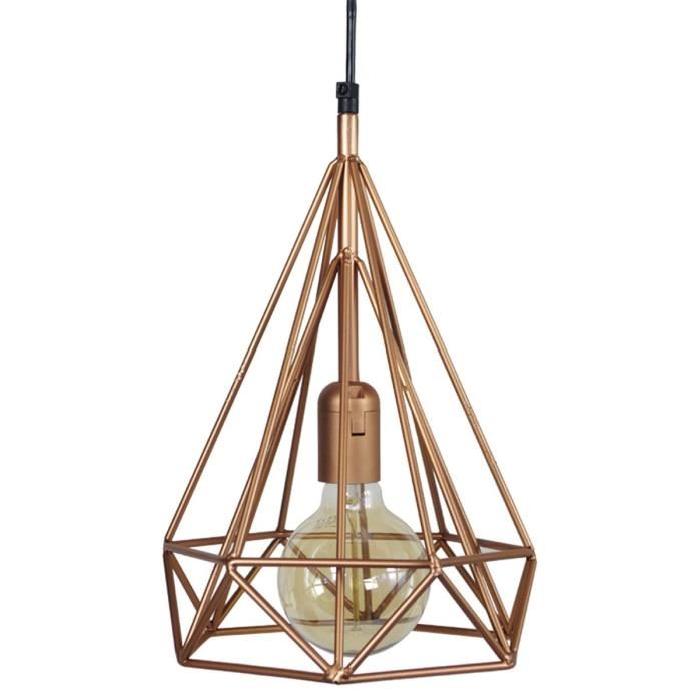 TRYLIS    Lustre - suspension fil métal, diametre 23 cm, cuivre