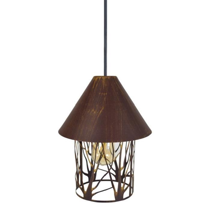 TOSEL Lustre - suspension cône métal et cylindre Rabat Ř25 cm E27 60W marron