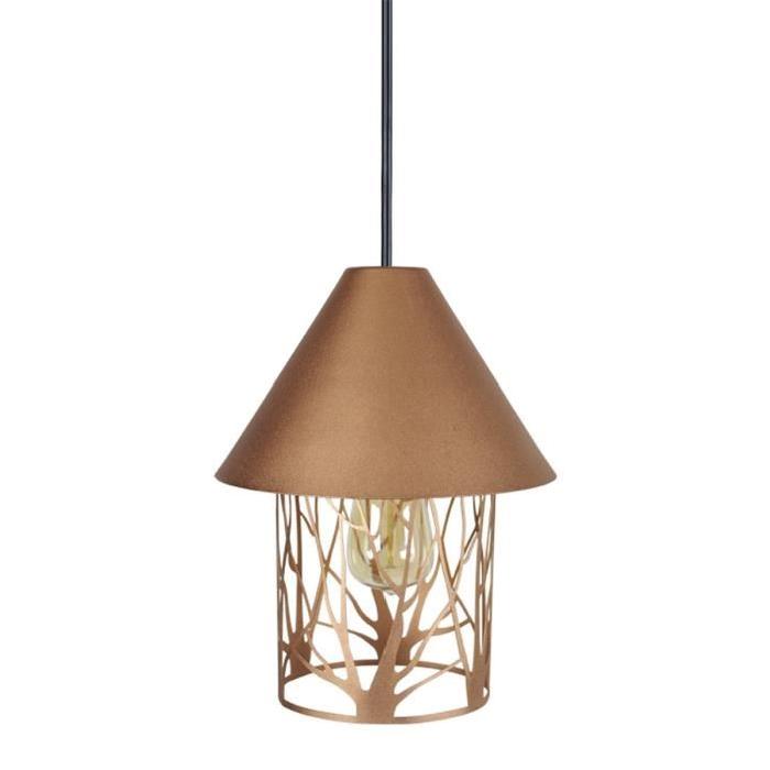 TOSEL Lustre - suspension cône métal et cylindre Rabat Ř25 cm E27 60W cuivrée