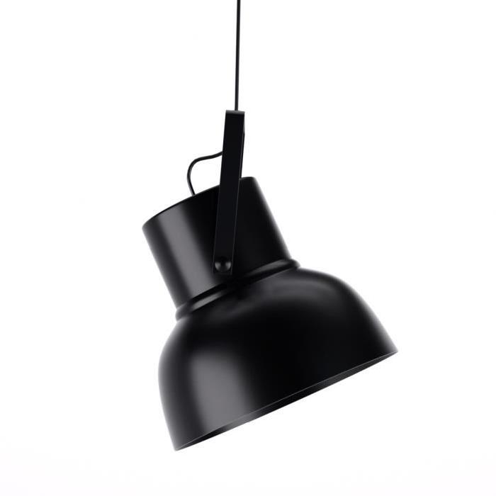 TOSEL Lustre - suspension cloche métal Poulie Ř25 cm E27 60W noir