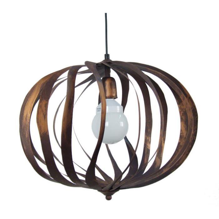 OVALIA Suspension cercles tôle acier - 50x50x100 cm - Marron / Or