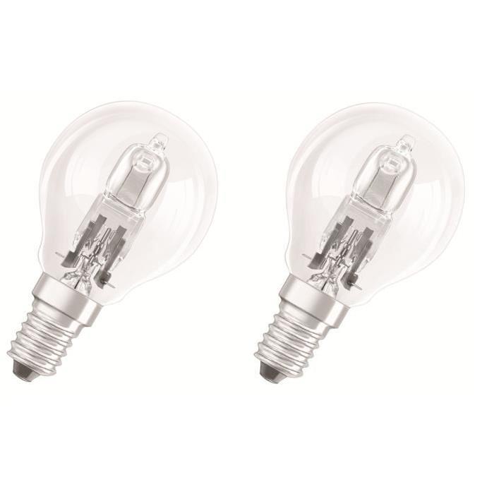 OSRAM Lot de 2 ampoules Eco-Halogenes E14 30 W équivalent a 40 W forme sphérique