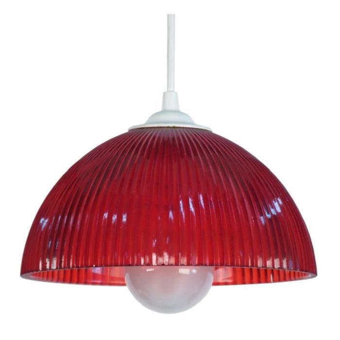 HOLLOPHANE Suspension verre centrifugée - 25x25x80 cm - Rouge