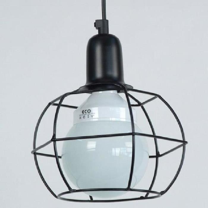 HEX GLOBE Suspension acier 18x18x80 cm Noir