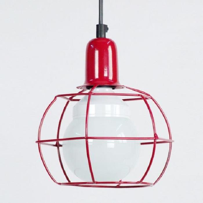 HEX GLOBE Suspension acier 18x18x80 cm Rouge